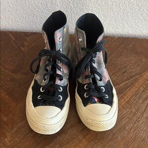 Converse Black and Cream Kids High-Top Sneakers